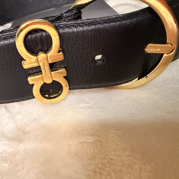 Salvatore Ferragamo Black and Gold Belt main image 6